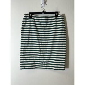 Talbots Green White Striped Cotton Pencil Skirt Sz 10